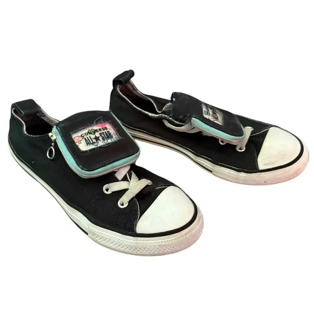 Converse All Star Black Gamer Pouch Slip On Sneakers Size 3